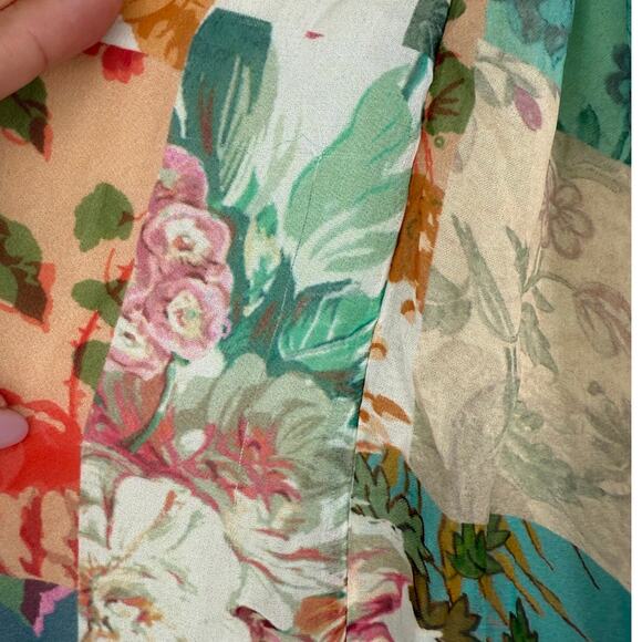 Anthropologie Dress Chiffon Shift Midi Patchwork Print Rose Boho Flowy Nwt XS - Picture 3 of 9